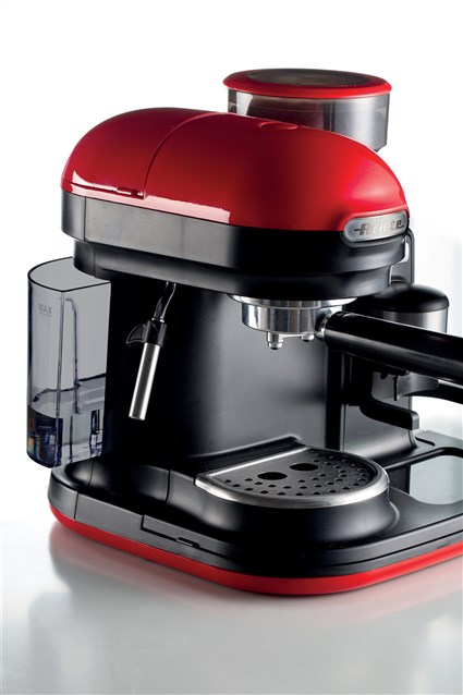 Ariete 1318/00 Cafetière espresso moderne avec moulin intégré rouge - 1080W - 0.8L - Portafiltre aluminium