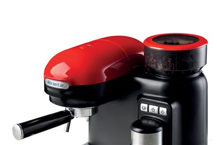 Ariete 1318/00 Cafetière espresso moderne avec moulin intégré rouge - 1080W - 0.8L - Portafiltre aluminium
