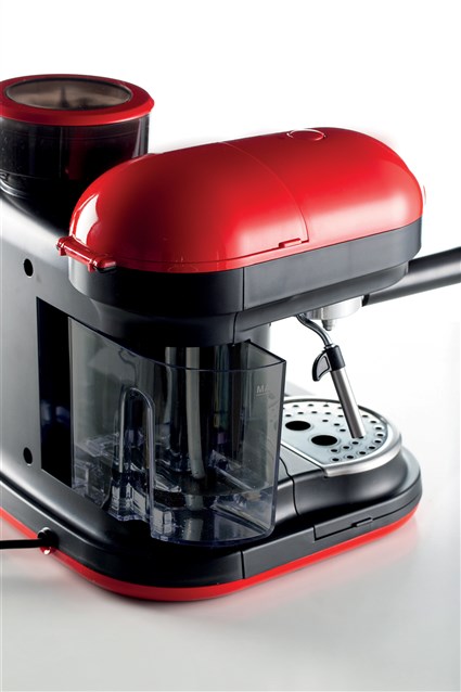 Ariete 1318/00 Cafetière espresso moderne avec moulin intégré rouge - 1080W - 0.8L - Portafiltre aluminium