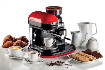 Ariete 1318/00 Cafetière espresso moderne avec moulin intégré rouge - 1080W - 0.8L - Portafiltre aluminium