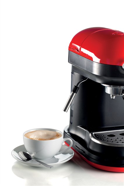 Ariete 1318/00 Cafetière espresso moderne avec moulin intégré rouge - 1080W - 0.8L - Portafiltre aluminium