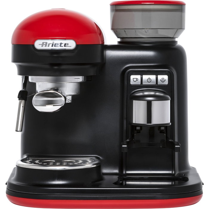 Ariete Moderna Machine à Espresso avec Moulin, Rouge/Noir