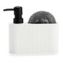 Andrea House Cc71086 Distributeur de savon avec éponge blanc/noir 300 ml polirésine 16 x 5 x 15 cm