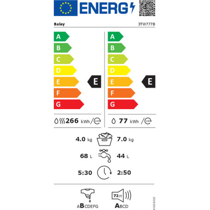 Laveuse - Sécheuse Balay 3TW777B 4 Kg 7 kg