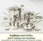 Cuisinart Batterie de cuisine 77-11G en acier inoxydable, 11 pièces, compatibles tous feux dont induction et four, avec base encapsulée en aluminium pour chauffe uniforme