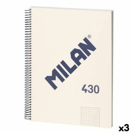 Milán Cahier A4 avec spirale métallique, couverture rigide, 80 feuilles, beige, collection 430