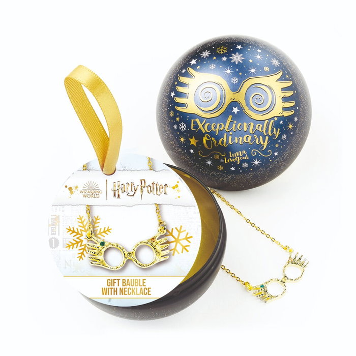 THE CARAT SHOP - Collier pendentif Lunettes de Luna Lovegood avec boule de Noël Harry Potter - 40 cm ajustable - Alliage de zinc THE CARAT SHOP - Collier pendentif Lunettes de Luna Lovegood avec boule de Noël Harry Potter - 40 cm ajustable - Alliage de zinc