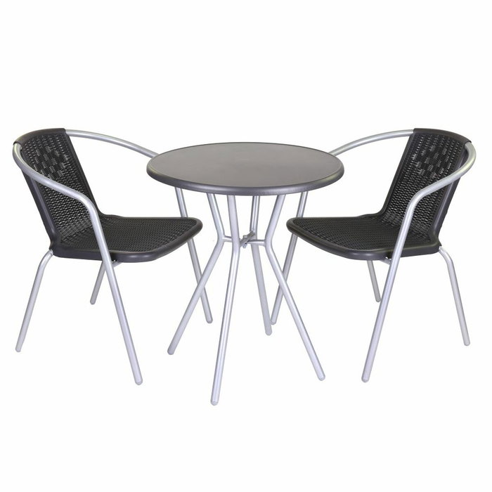 BigBuy Garden Table d'appoint Zoe Noir Gris Acier 60 x 60 x 70 cm BigBuy Garden Table d'appoint Zoe Noir Gris Acier 60 x 60 x 70 cm