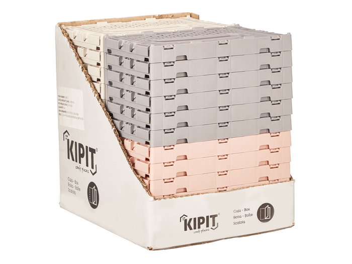 Kipit Boîte Pliante Multiusage 4 L Plastique 26.6x17x11 cm Beige Gris Rose Vert (Assortiment Aléatoire) (Set de 24)