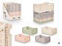 Kipit Boîte Pliante Multiusage 4 L Plastique 26.6x17x11 cm Beige Gris Rose Vert (Assortiment Aléatoire) (Set de 24)