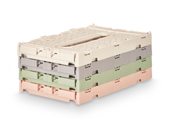Kipit Boîte Pliante Multiusage 4 L Plastique 26.6x17x11 cm Beige Gris Rose Vert (Assortiment Aléatoire) (Set de 24)