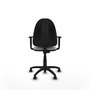 Chaise de bureau Aýna avec mécanisme de contact permanent de base, rembourrée en simili cuir blanc. Équipée d'une base en polyamide noir, d'accoudoirs 1D et de roulettes pour parquet
