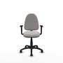 Chaise de bureau Aýna avec mécanisme de contact permanent de base, rembourrée en simili cuir blanc. Équipée d'une base en polyamide noir, d'accoudoirs 1D et de roulettes pour parquet