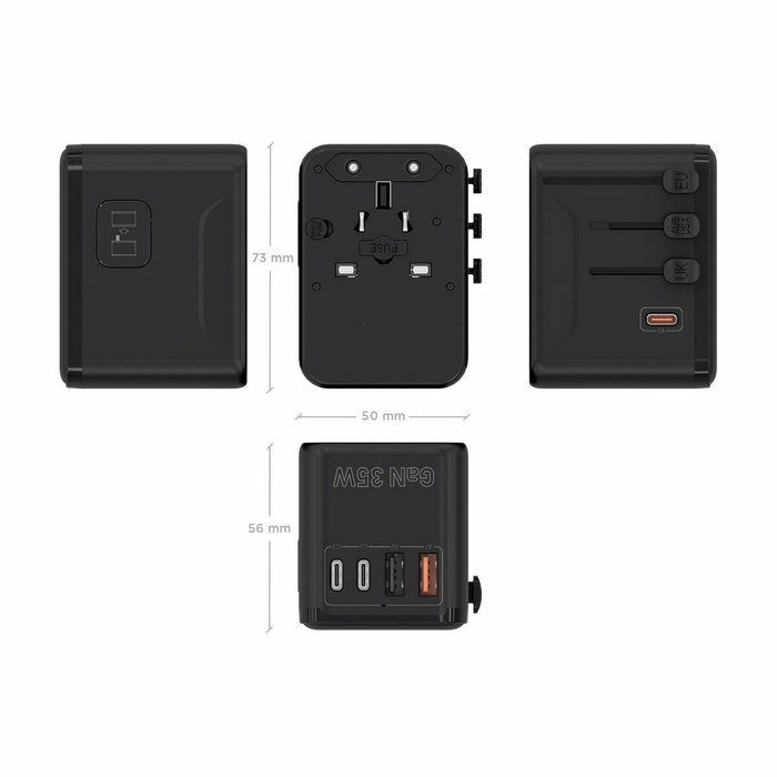 Chargeur mural Aisens ASPS-2A3C09-BK Noir Chargeur mural Aisens ASPS-2A3C09-BK Noir