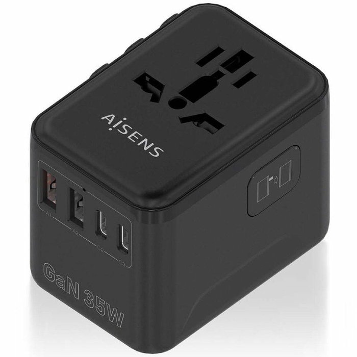 Chargeur mural Aisens ASPS-2A3C09-BK Noir Chargeur mural Aisens ASPS-2A3C09-BK Noir