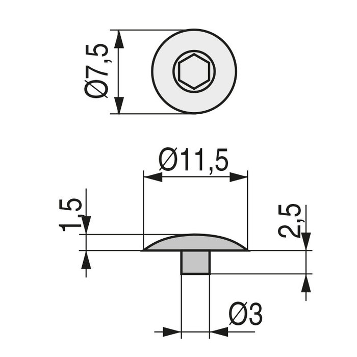 Herrajes Alk Tapa Embutir Intro.5 D11,5 Blanc (500U) pour Vis d'Assemblage Ø5 (Hexagone 3mm)