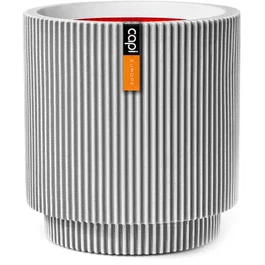 CAPI EUROPE Vase cylindre Groove NL 36 x 38 cm Ivoire - Vase design pour intérieur et extérieur