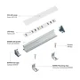 KIMERA BARDE Profil Aluminium Anodisé Noir avec Diffuseur Opal, Bouchons et Clips de Fixation 2,02M