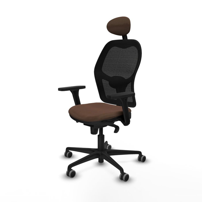 Piqueras y Crespo Chaise de Bureau avec Appui-tête Jorquera 3D036G1 Noir Brun foncé Piqueras y Crespo Chaise de Bureau avec Appui-tête Jorquera 3D036G1 Noir Brun foncé