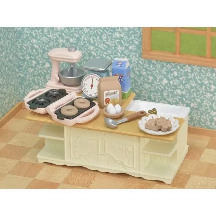 Sylvanian Families - Ensemble de cuisine avec accessoires, aliments et ustensiles - Blanc - SYLVANIAN FAMILIES - Jouet 3 ans et plus