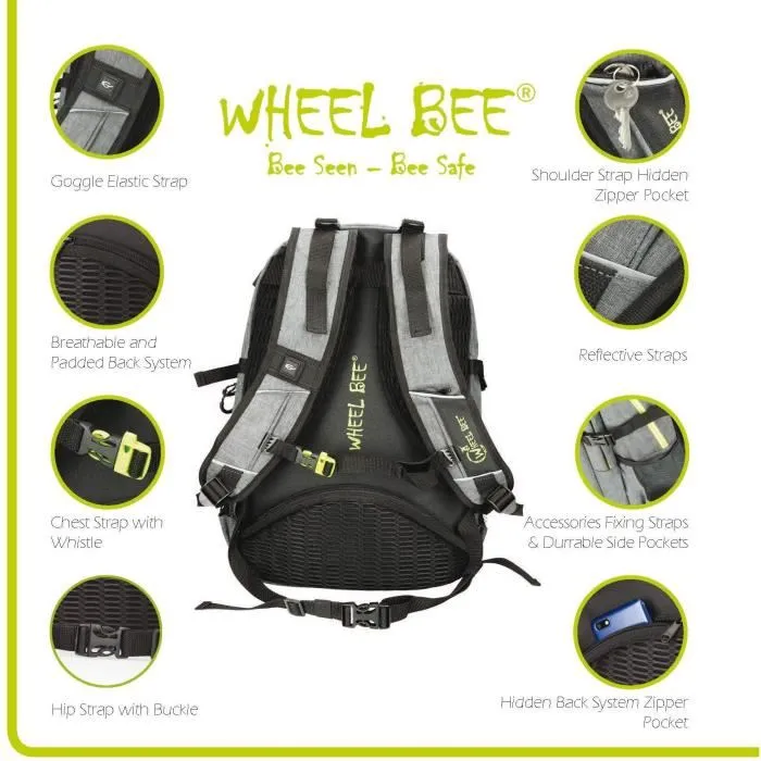 Schildkrot Wheel Bee Revolution Sac à Dos Enfant 46 cm 30 L Gris avec Lumières LED Intégrées Sécurité - Réf. 950022 Schildkrot Wheel Bee Revolution Sac à Dos Enfant 46 cm 30 L Gris avec Lumières LED Intégrées Sécurité - Réf. 950022
