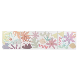 Toile DKD Home Decor Fleurs (60 x 1,8 x 60 cm) (4 Unités)