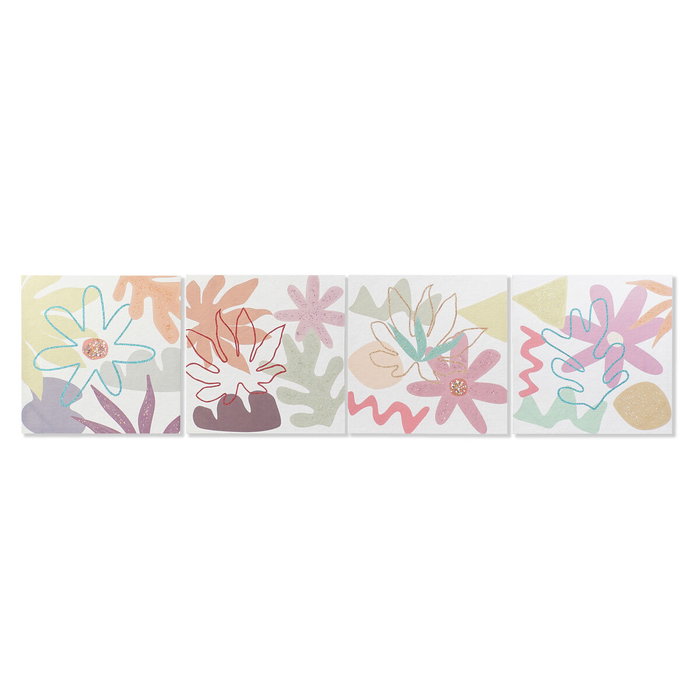 Toile DKD Home Decor Fleurs (60 x 1,8 x 60 cm) (4 Unités) Toile DKD Home Decor Fleurs (60 x 1,8 x 60 cm) (4 Unités)