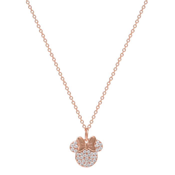 PEERS HARDY - Collier avec Pendentif Minnie Mouse en Tête Disney en Or Rose avec Ruban PEERS HARDY - Collier avec Pendentif Minnie Mouse en Tête Disney en Or Rose avec Ruban