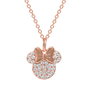 PEERS HARDY - Collier avec Pendentif Minnie Mouse en Tête Disney en Or Rose avec Ruban