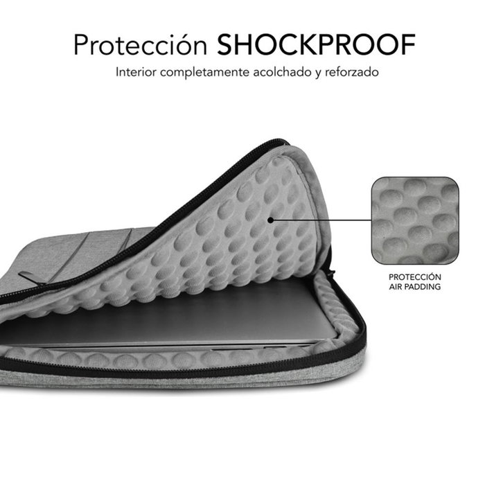 Subblim Air Padding 360 Sleeve Housse pour ordinateur portable 14 pouces, grise, protection 360°, polyester Oxford, résistante à l'eau Subblim Air Padding 360 Sleeve Housse pour ordinateur portable 14 pouces, grise, protection 360°, polyester Oxford, résistante à l'eau