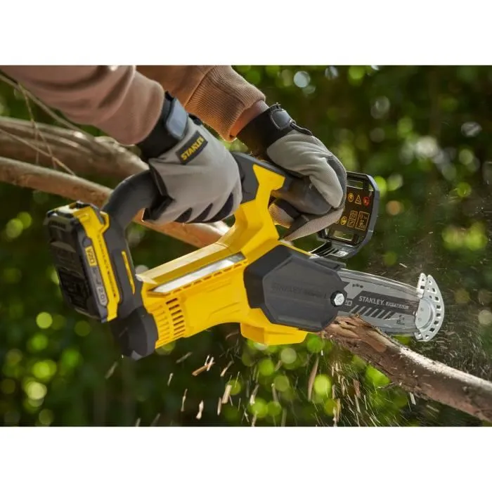 Stanley Fatmax SFMCPS415B-XJ - Tronçonneuse d'élagage sans fil 18V avec chaîne de 15cm - Légère (2kg) pour petits travaux de jardinage