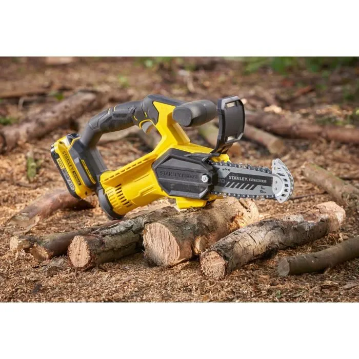 Stanley Fatmax SFMCPS415B-XJ - Tronçonneuse d'élagage sans fil 18V avec chaîne de 15cm - Légère (2kg) pour petits travaux de jardinage