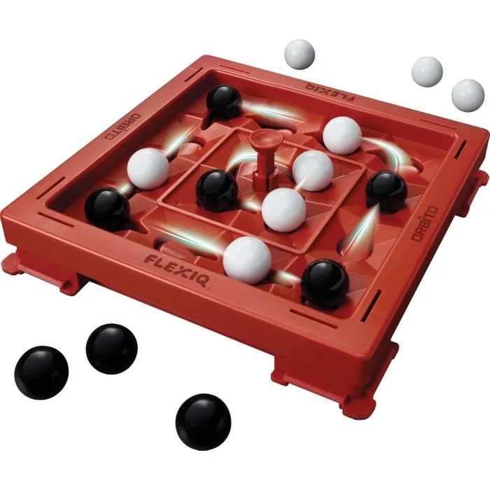 Asmodee - Orbito, jeu de stratégie familial en français pour 2 joueurs, objectif aligner 4 billes de sa couleur avec un plateau rotatif