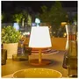 Lumisky STANDY MINI WOOD SOLAR Lampe de table solaire et rechargeable LED avec pied en bambou, blanc chaud et blanc réglable, Hauteur 25 cm