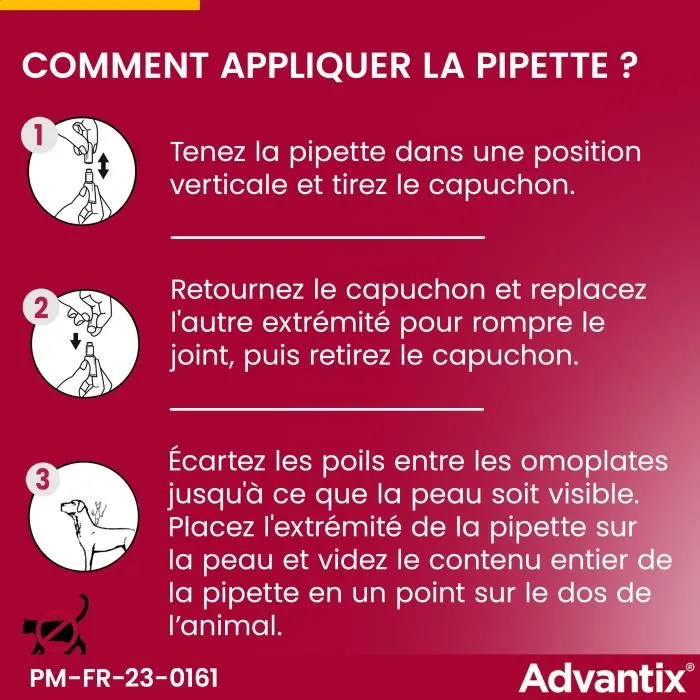 Advantix Solution Antiparasitaire pour Chien Petite Race 4 à 10 kg - 4 Pipettes - Élimine Puces, Tiques, Poux et Répulsif Moustiques