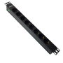 Phasak Regleta 8 Prises Schuko 1.8m Noir pour Rack 19" Sans Interrupteur