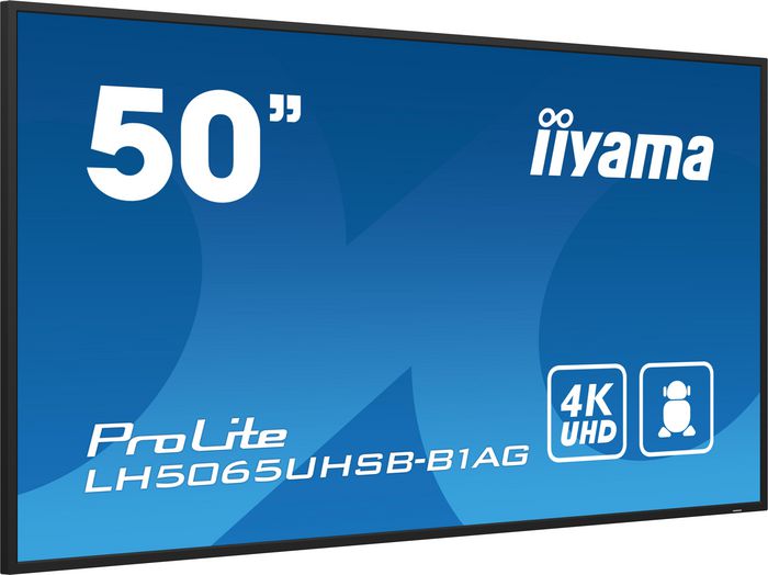 iiyama Écran Professionnel 50" UHD 3840x2160 Panneau VA Haze 25% 800 cd/m² 24/7 - Portraits et Paysages - HDMI, DisplayPort, USB, WiFi, Android 11