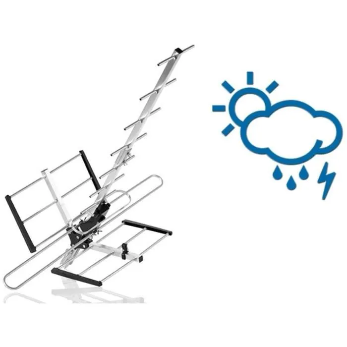 One For All SV9357 - Antenne TV extérieure professionnelle VHF/UHF amplifiée, Full HD, avec filtre 5G et montage simple