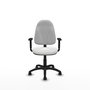 Chaise de bureau Algarra avec mécanisme Contact permanent de base, revêtement en tissu blanc. Équipée d'une base en polyamide noir, d'accoudoirs 1D et de roulettes pour parquet