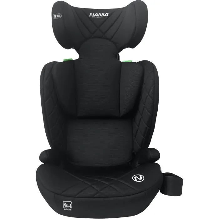 Nania Sienna Siège Auto Enfant Réhausseur Groupe 2/3 (15-36 kg) i-Size R129 Noir avec Systèmes de Sécurité SPS et Head-Protect - Installation Ceinture 3 Points Universelle