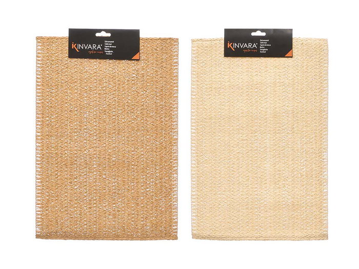 KINVARA Set de table rectangulaire en papier tressé Beige + Marron, lot de 24 pièces