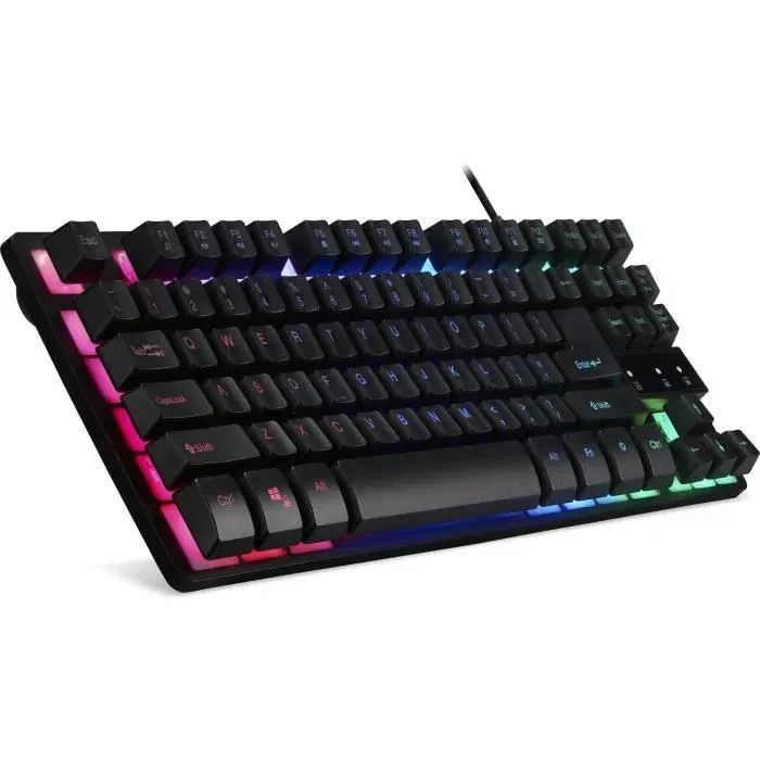 Acer GP.KBD11.01W Clavier Gaming AZERTY sans pavé numérique (TKL) à membrane avec rétroéclairage RGB, 3 zones lumineuses, pour Windows