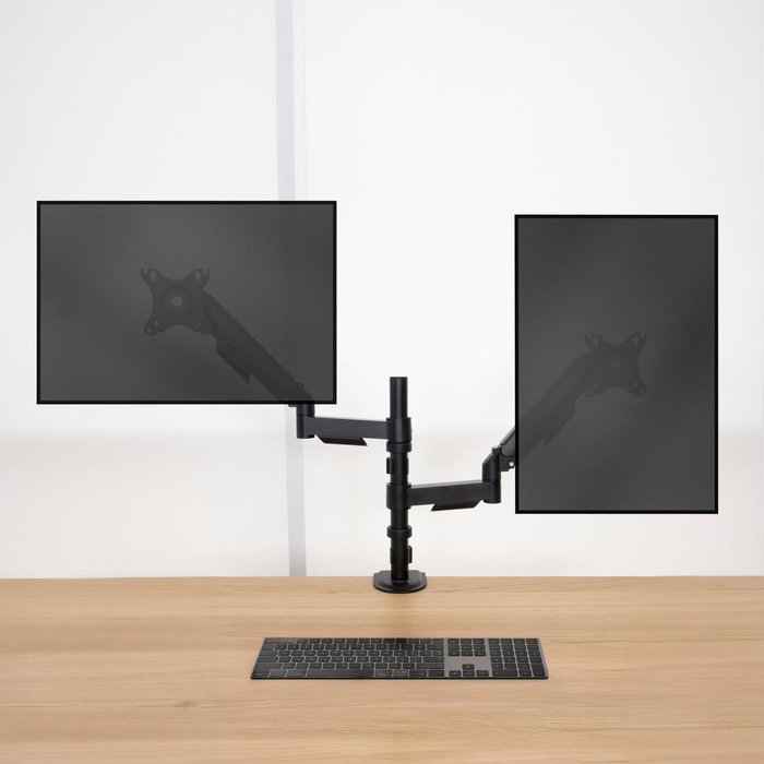 TooQ DB1427TN-B Support de Table pour 2 Écrans 17" à 32" Noir, Bras Articulé, Rotation, Inclinaison, VESA 75/100