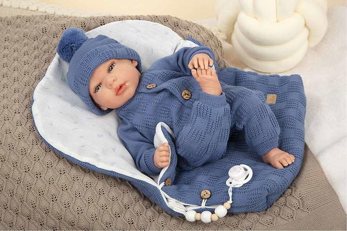 Muñecas Arias Poupée Reborn Alberto Azul 40 cm avec Sac de Couchage