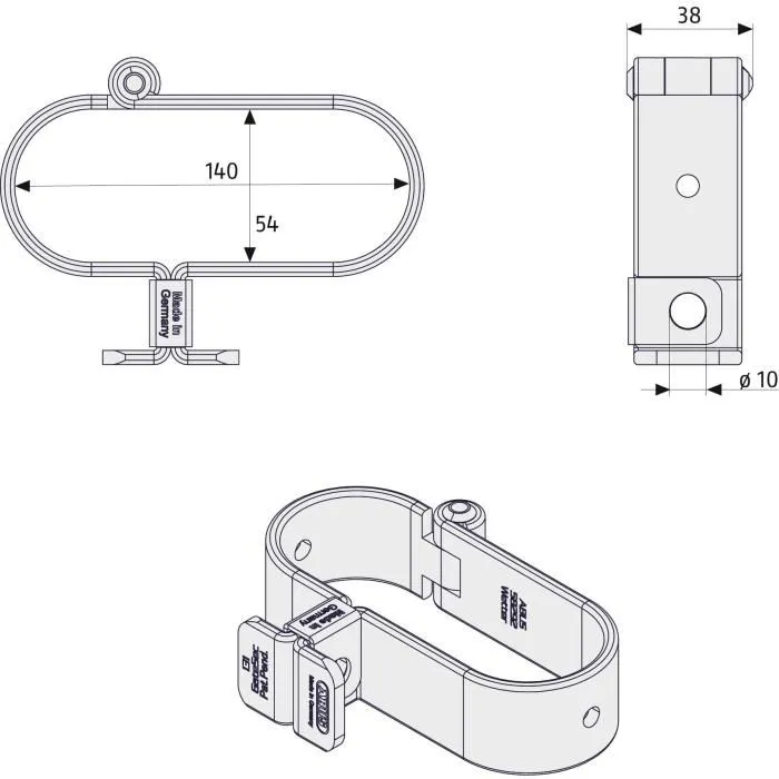 Abus Porte-Cadenas GateSec 131/140 - Protection pour Clôtures de Chantier et Barrières Mobiles - Acier Cémenté Anti-Corrosion - Sécurité Professionnelle
