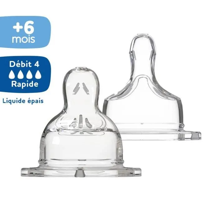 Dodie Tétines Sensation+ Anti-Coliques Plate Col Large Débit 4, pour liquides épais, 6 mois et +, Lot de 2 Dodie Tétines Sensation+ Anti-Coliques Plate Col Large Débit 4, pour liquides épais, 6 mois et +, Lot de 2