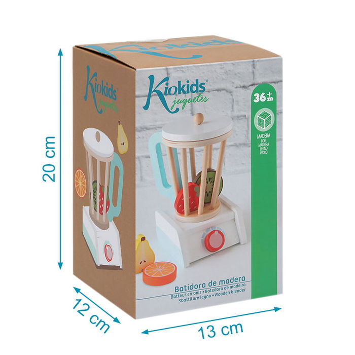 Jouet Batteur et Mixeur en Bois pour Enfants, avec Fruits et Pot Amovible, pour Faire des Boissons et Cocktails, à partir de 3 ans