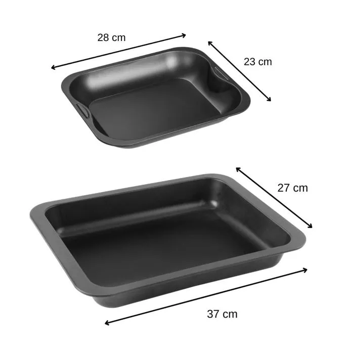Zenker - Ensemble de 2 plats rectangulaires pour four - Antiadhésif - 37 x 27 cm et 28 x 23 cm - Idéal pour gratins et batch cooking Zenker - Ensemble de 2 plats rectangulaires pour four - Antiadhésif - 37 x 27 cm et 28 x 23 cm - Idéal pour gratins et batch cooking