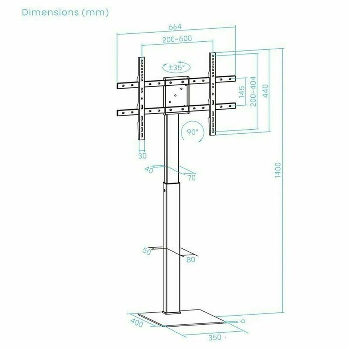 Support de TV TooQ FS2286M-B 37"-70" 40 kg