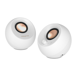 Creative Pebble Pro - Enceintes PC USB-C avec Subwoofer Basse Radiant, Commandes Tactiles et Réduction du Bruit - Double Pack Blanc (51MF1710AA003)